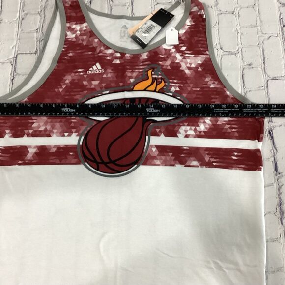 Adidas Tank Top Men's Size XL White Burgandy NBA Miami Heat Tank Top NWT - Picture 7 of 9